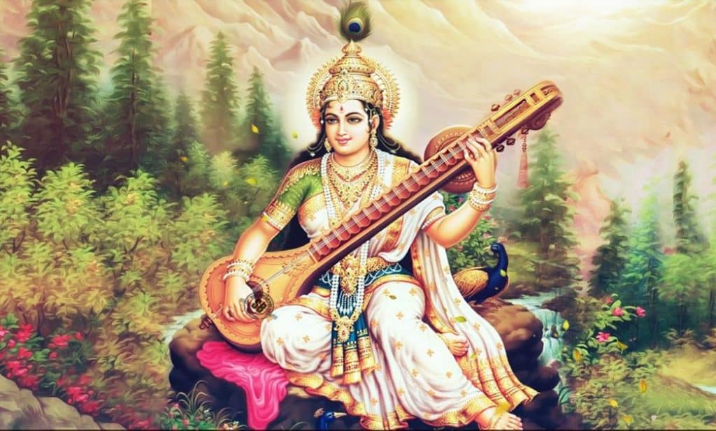 Caption for Saraswati Puja