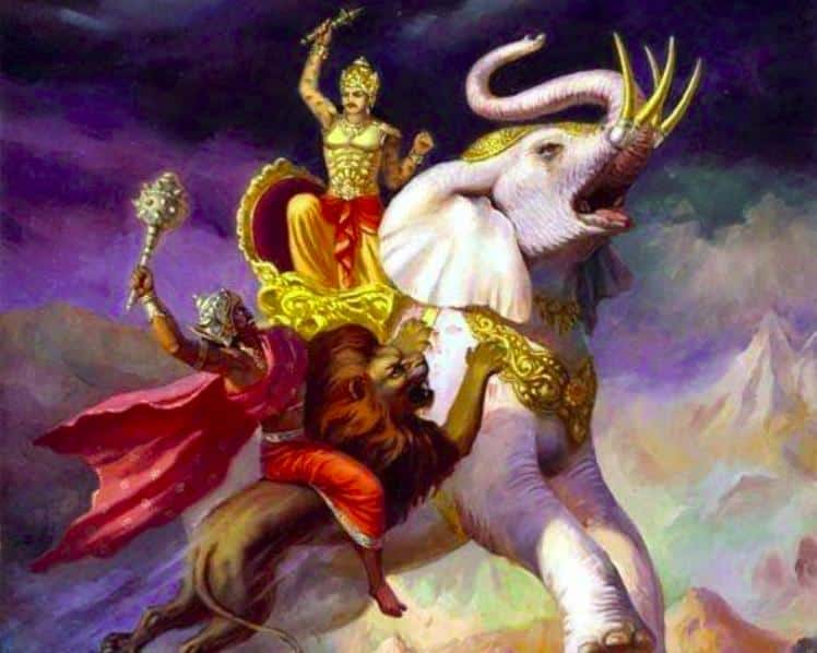 Lord Indra on Airavata elephant